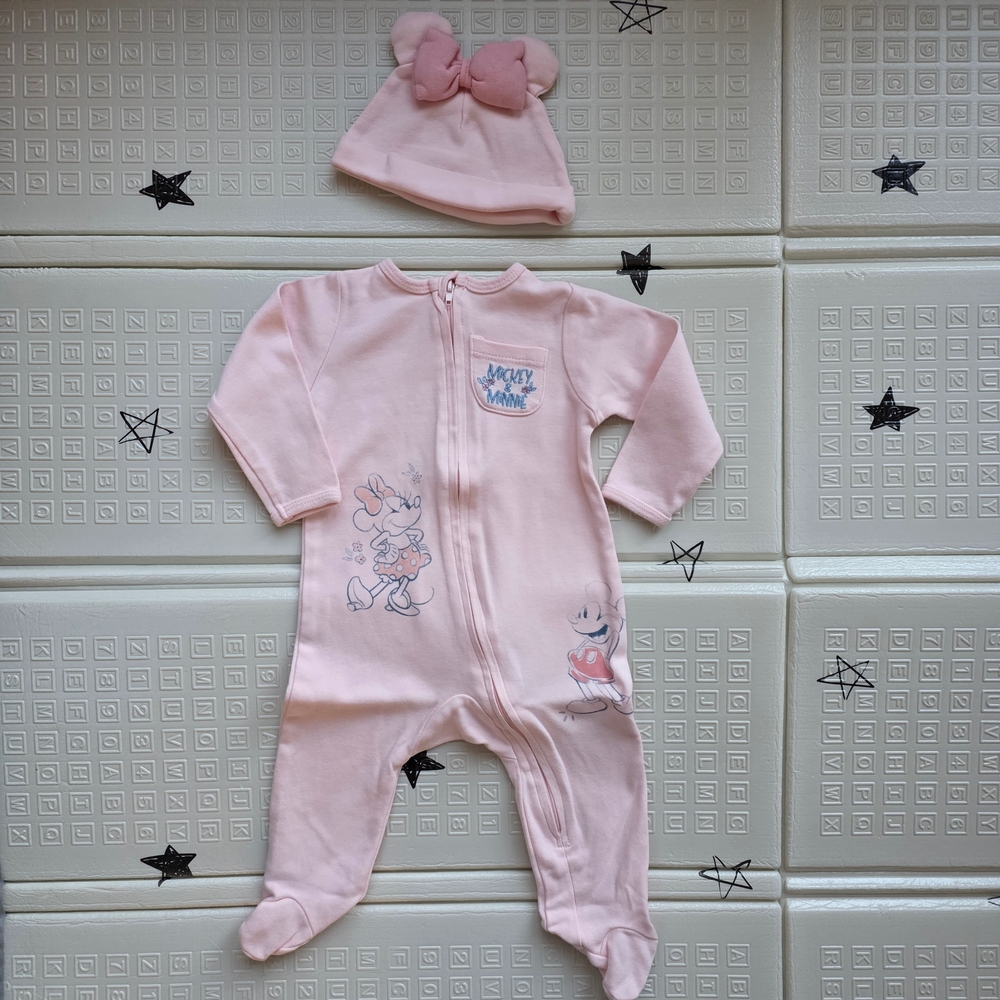 Disney Pink Minnie Mouse Kids One Piece with Hat